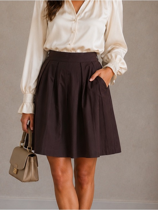 Michael Kors Dresses & Skirts - Michael Kors Brown A-Line Pleated Skirt